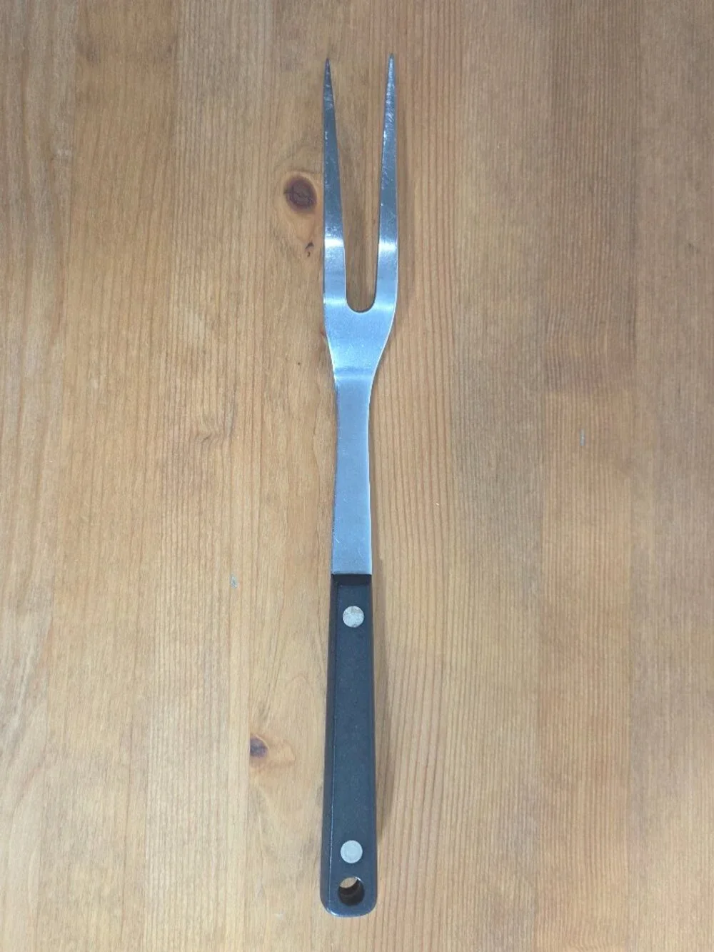 Vintage Flint Arrowhead Stainless Meat Carving Serving Fork USA Black Handle